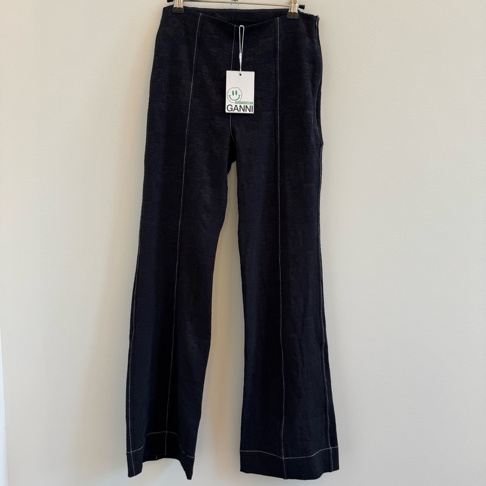 Ganni Black Wide-Leg Pants